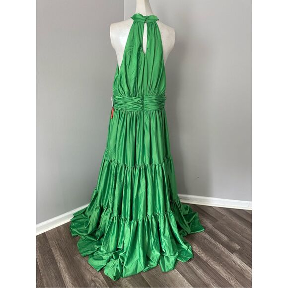 MAC DUGGAL RUFFLE TIERED SOFT TIE HALTER NECK GOWN - Picture 9 of 12